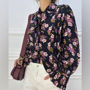 Zadig & Voltaire Tessa Peonies silk blouse in black floral print